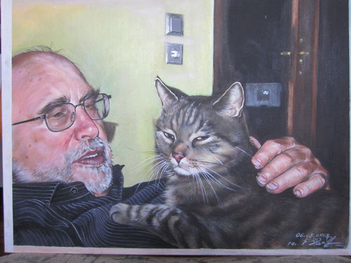 Painting "Man with Cat"